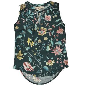 Loft Ann Taylor Women's Floral Sleeveless Tie Front V-neck Blouse Top Size XS